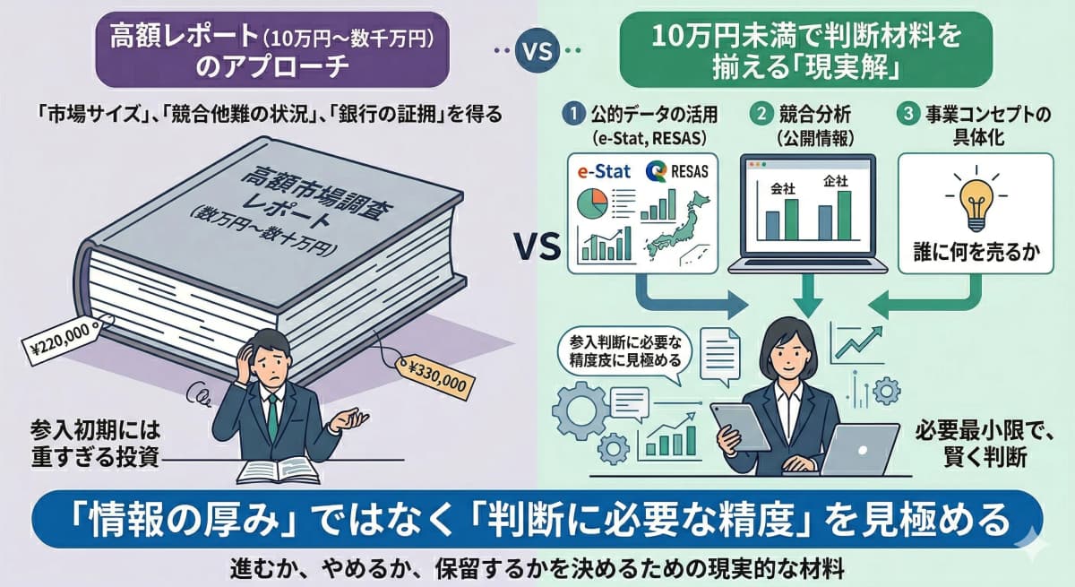矢野経済・富士経済の高額レポートを買う前に。10万円未満で参入判断の材料を揃える現実解
