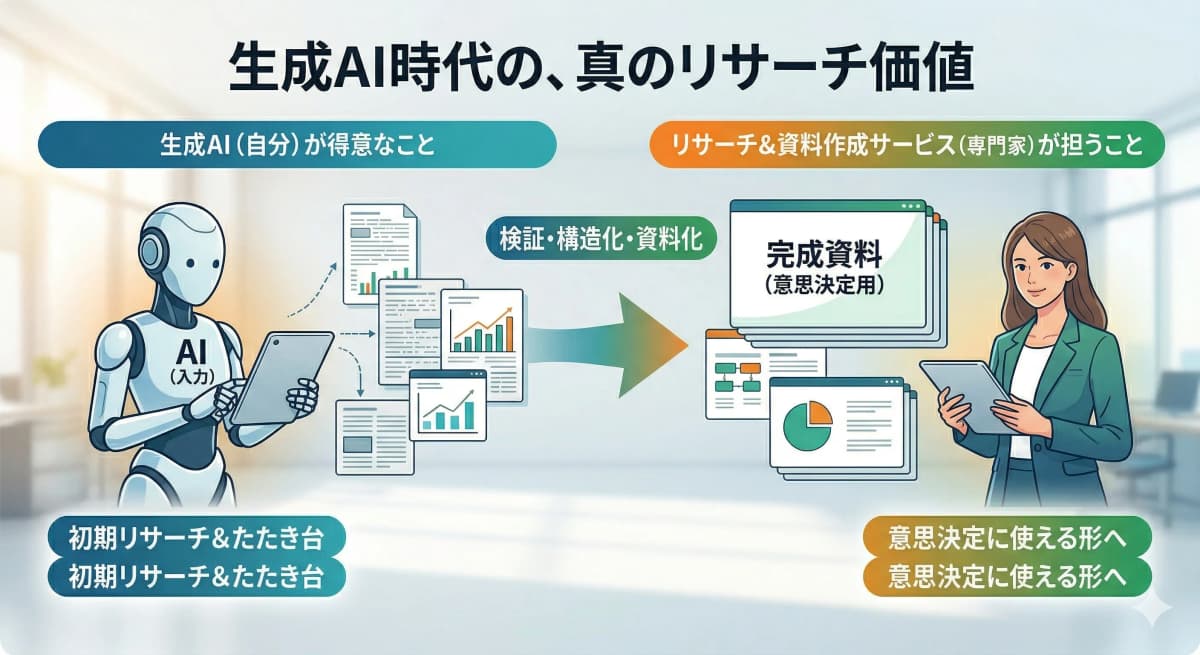 生成AIで自分で調査できる時代に、あえて依頼する意味はあるのか？ リサーチ＆資料作成サービスがまだ必要な理由